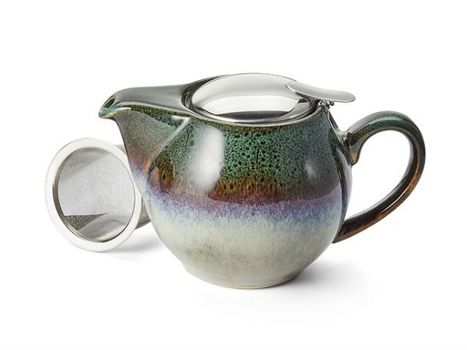 [1516] Tekanna dark green glaserad med insatssil 0,5lit