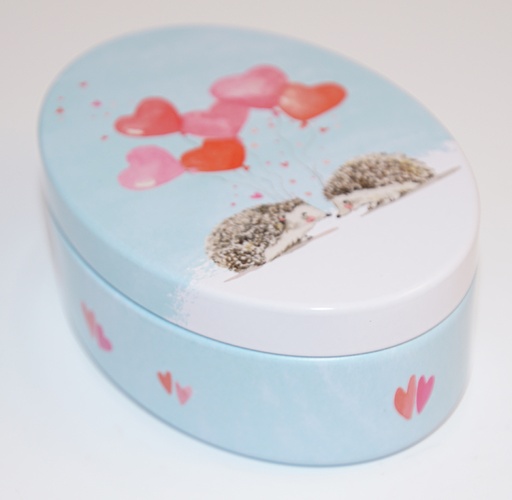 [1806] Hedgehogs with hearts jar 100x70x37mm