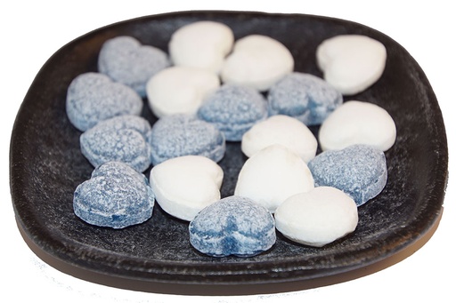 [59162] Hearts white/blue herbal candies bulk 1kg