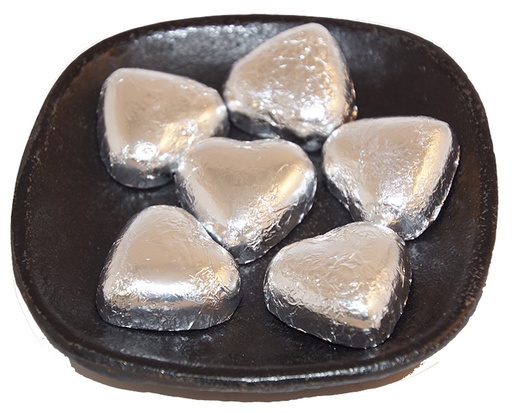[59762] Mjölkchoklad hjärtan med silver papper lösvikt 1kg