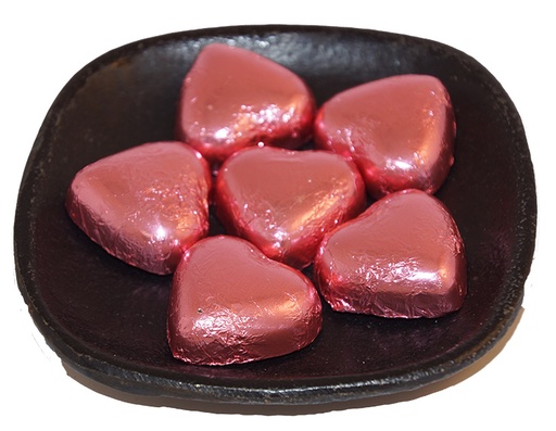 [59763] Milk chocolate hearts with pink paper bulk