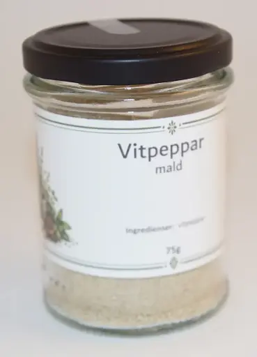 [G256] Vitpeppar mald 75g i glasburk