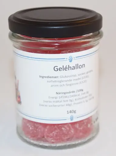 [G9423] Geléhallon i glasburk 140g