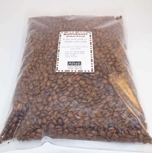 [H5397] Blåbär/vanilj kaffe hela bönor 1kg