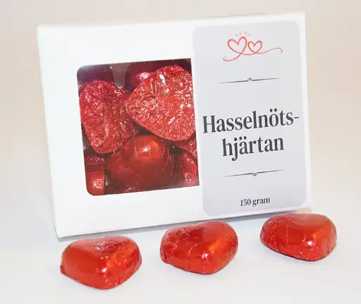 [J9458B] Hazelnut hearts RED in white box without print C 150g