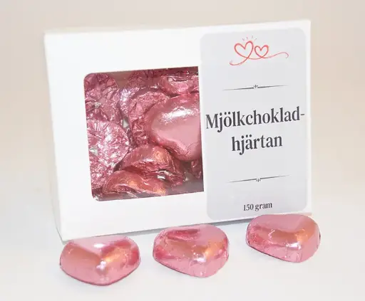 [J9763B] Chocolate hearts pink paper in box C