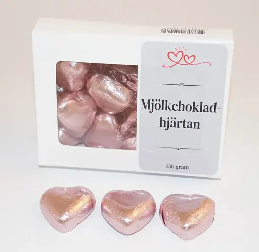 [J9763B] Milk chocolate hearts with pink paper in box C