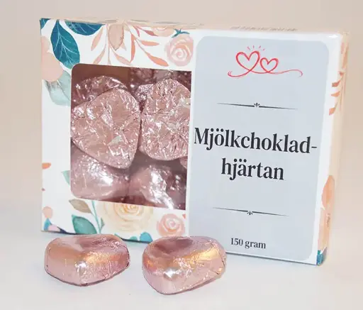 [J9763C] Milk chocolate hearts with pink paper in box A