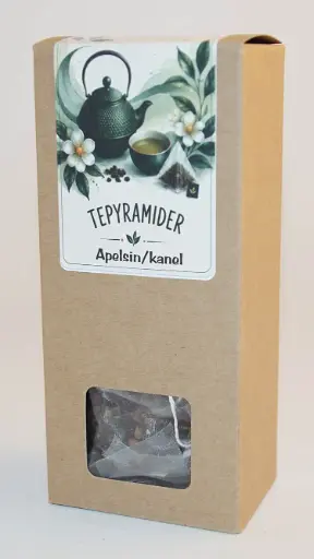 [KT534] Pyramidte Apelsin/kanel svart i kartong