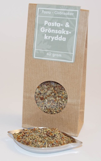 [L190] Pasta- och Grönsakskrydda brun påse med fönster 40g