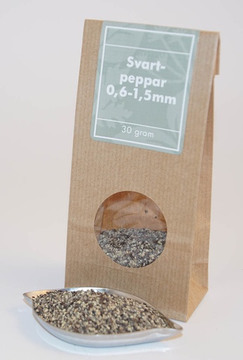 [L218] Black pepper coarse-ground 0.6-1.5mm brown bag with window 30g
