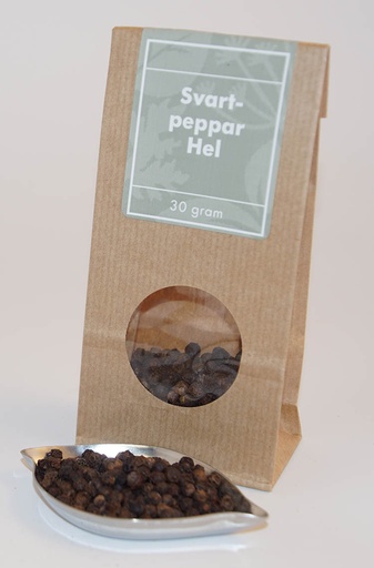 [L219] Svartpeppar hel brun påse med fönster 30g
