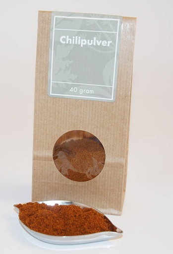 [L24] Chilipulver brun påse med fönster 40g