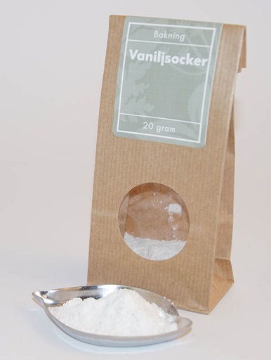 [L263] Vaniljsocker brun påse med fönster 20g