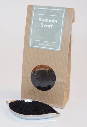 [L278] Kummin SVART brun påse med fönster 50g