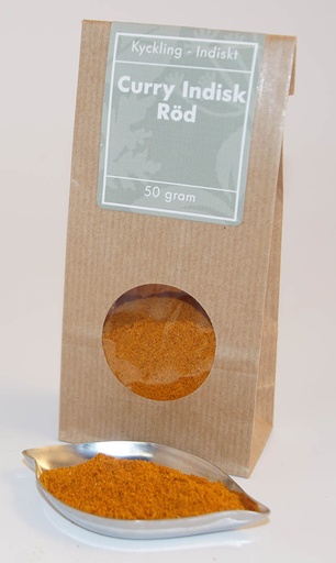 [L36] Curry Indisk röd brun påse med fönster 50g