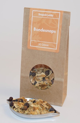 [L366] Bondesnaps krydda brun påse med fönster 30g