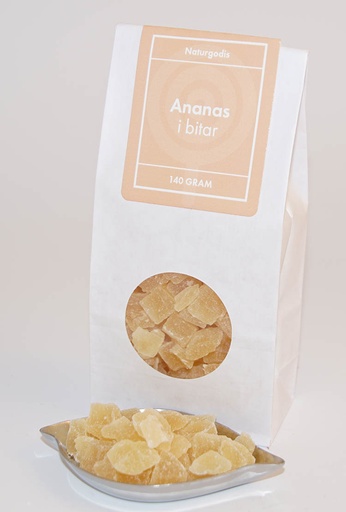 [L9000] Ananas i bitar vit påse med fönster 140g