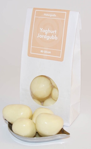 [L9015] Yoghurt jordgubb vit påse med fönster 80g