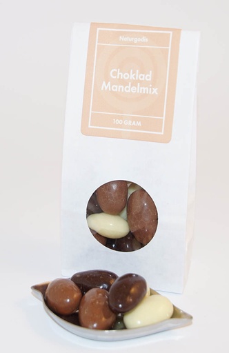[L9017] Chocolate almond mix white bag with window 100g