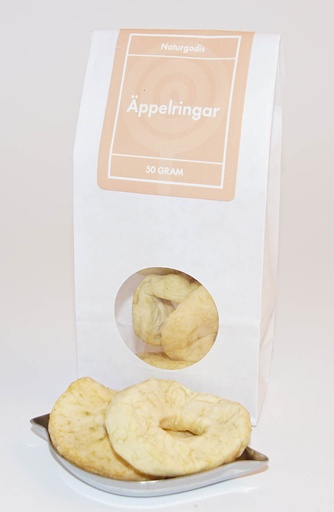 [L9028] Äppelringar vit påse med fönster 50g