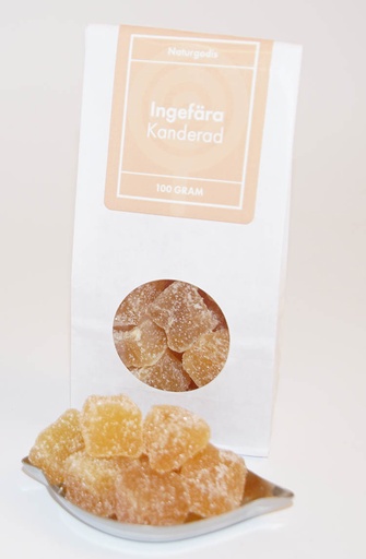 [L9034] Ingefära kanderade vit påse med fönster 100g