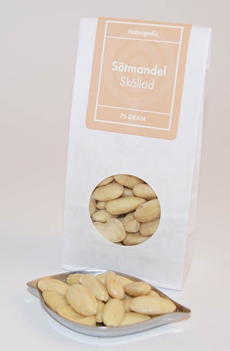 [L9045] Sötmandel skållad vit påse med fönster 80g