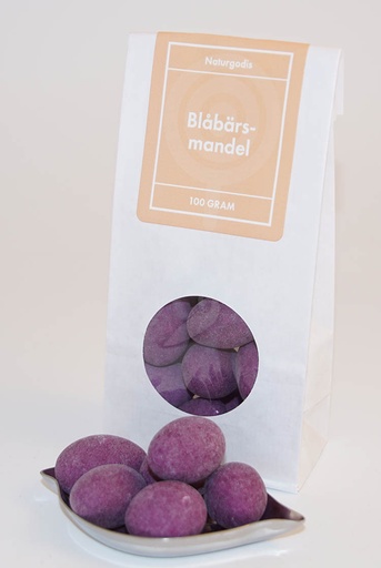[L9047] Blåbärsmandel vit påse med fönster 100g