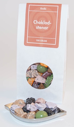 [L9051] Choklad stenar vit påse med fönster 100g