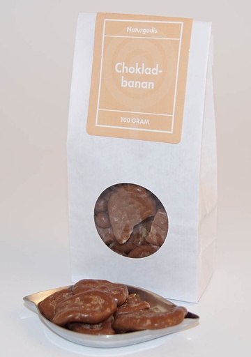 [L9055] Choklad bananchips vit påse med fönster 100g