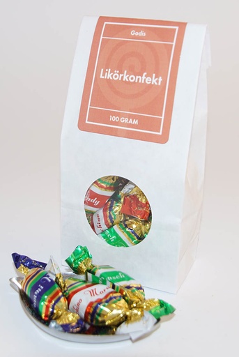 [L9062] Likörkonfekt vit påse med fönster 100g