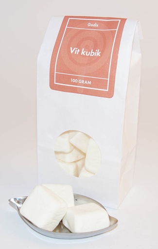 [L9071] Vit kubik Dals vit påse med fönster 100g