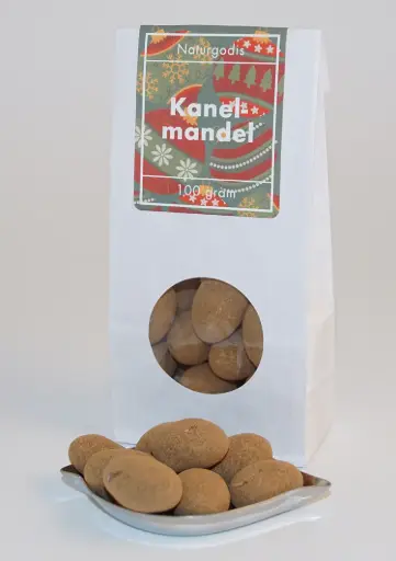 [L9083B] Kanelmandel vit påse med fönster 100g