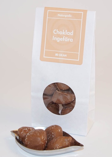[L9090] Choklad ingefära LJUS vit påse med fönster 80g