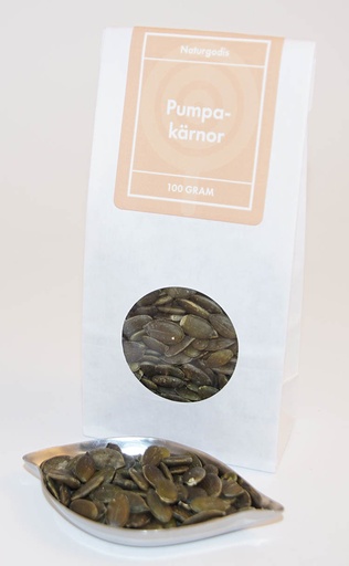 [L9094] Pumpakärnor vit påse med fönster 100g