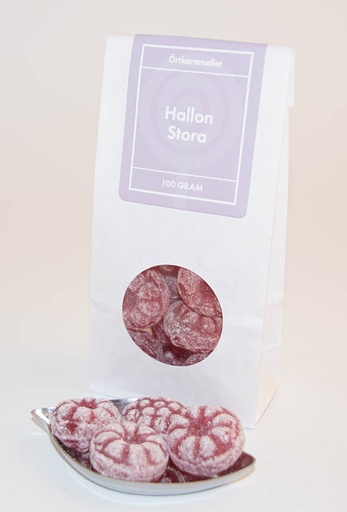 [L9152] Raspberry large herbal candies white bag with window 100g