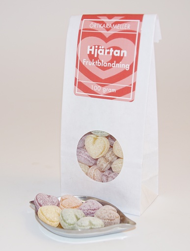 [L9161B] Hearts mixed fruit herbal candies white bag with window 100g