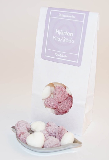 [L9163] Hearts white/red herbal candies white bag with window 100g