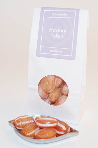 [L9170] Sea buckthorn filled herbal candies white bag with window 100g