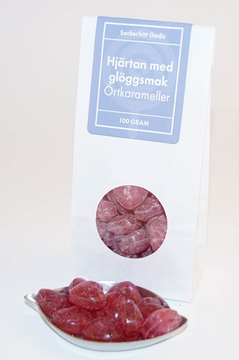 [L9175] Hearts with mulled wine Sugar-free herbal candies white bag with window 100g