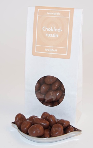 [L9300] Choklad russin vit påse med fönster 100g