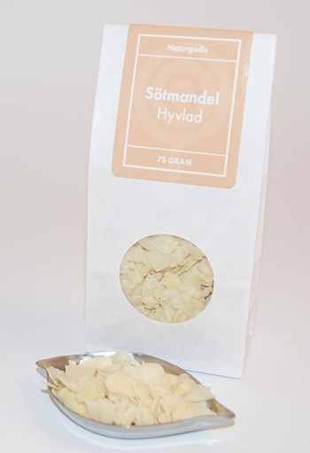 [L9350] Sötmandel hyvlad vit påse med fönster 80g