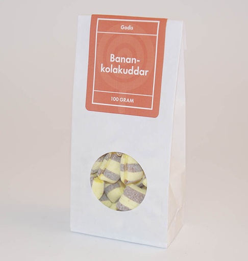 [L9352] Banana toffee pillows GRENNA white bag with window 100g