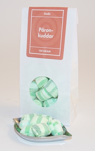 [L9353] Päronkuddar GRENNA vit påse med fönster 100g