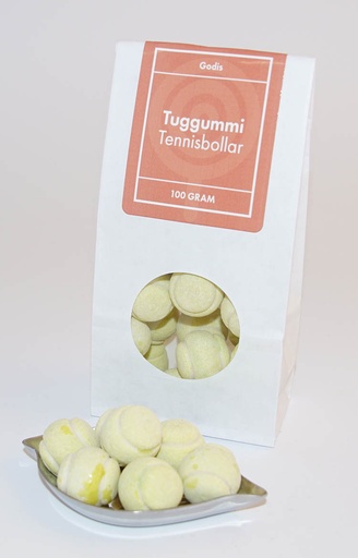 [L9418] Chewing gum Tennis balls white bag with window 100g