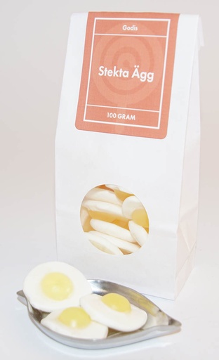 [L9420] Stekta ägg Haribo vit påse med fönster 100g
