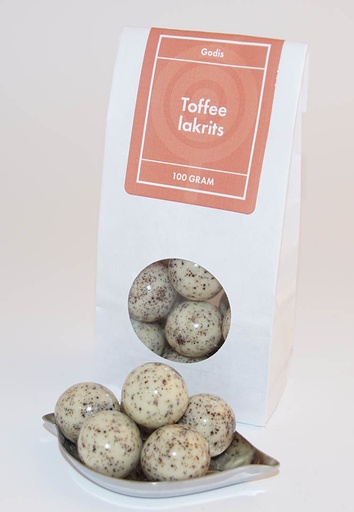 [L9425] Toffee lakrits NARR vit påse med fönster 100g