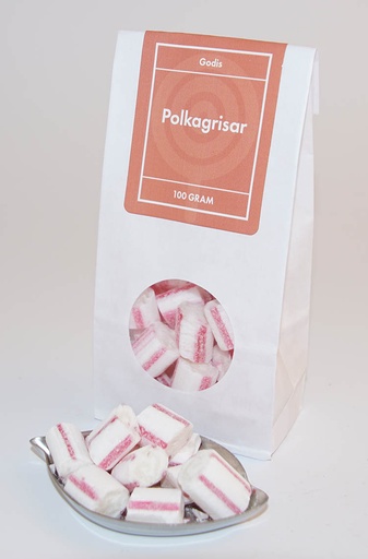 [L9438] Polkagrisar Fagerström vit påse med fönster 100g