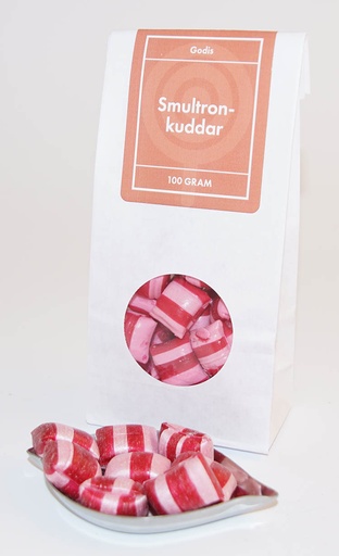 [L9536] Smultronkuddar GRENNA vit påse med fönster 100g