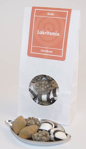 [L9571] Lakritsmix GRENNA vit påse med fönster 100g